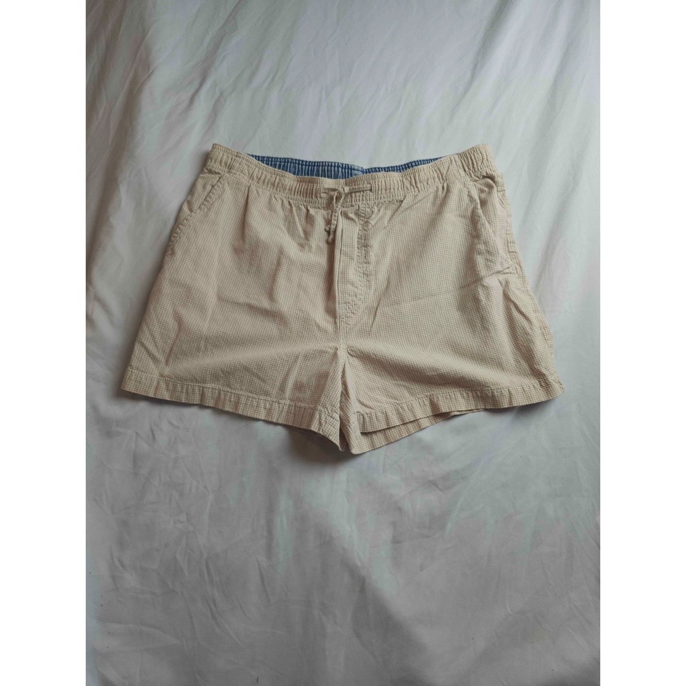 Faded Glory Shorts Womens Medium Tan Gingham Seersucker‎ Drawstring Chino Preppy